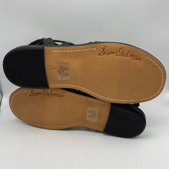 Sam Edelman Tianna Women's Gladiator Sandals Size 8 Gold Charm Black Woven Shoes - Picture 9 of 12